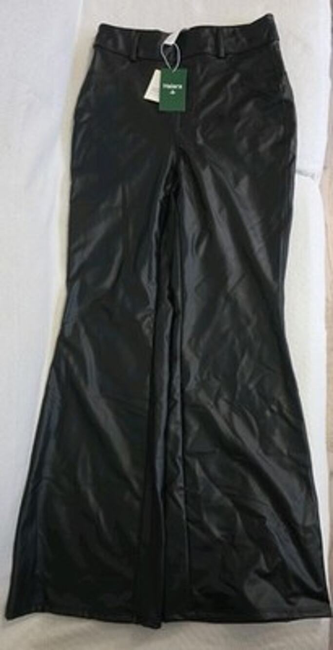 High Waisted Stretchy PU Fleece Casual Flare Pants with Pockets Size Medium NWT